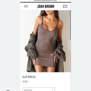 Joah Brown Mauve Ribbed Slip Dress